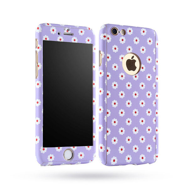 6 6s Floral 360 Case For Iphone 5 5s SE 6 6s Plus Fashion Flower Floral Leopard Full Coverage Front Case Back Cover + Glass Film - ilovealma
