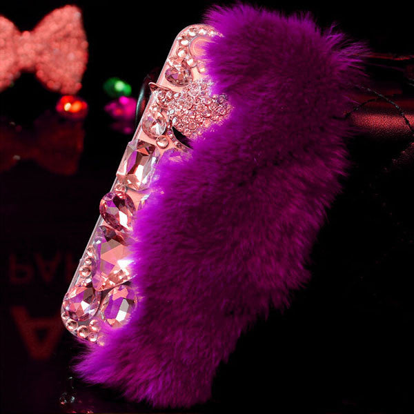 7 Luxury Fur Hair Phone Cases For iPhone 7 6 6s Plus Case Fashion DIY Bling Diamond Cartoon Fox Plush Hard PC Back Cover Fundas - ilovealma