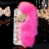 7 Luxury Fur Hair Phone Cases For iPhone 7 6 6s Plus Case Fashion DIY Bling Diamond Cartoon Fox Plush Hard PC Back Cover Fundas - ilovealma