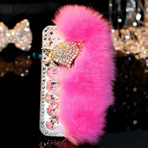 7 Luxury Fur Hair Phone Cases For iPhone 7 6 6s Plus Case Fashion DIY Bling Diamond Cartoon Fox Plush Hard PC Back Cover Fundas - ilovealma