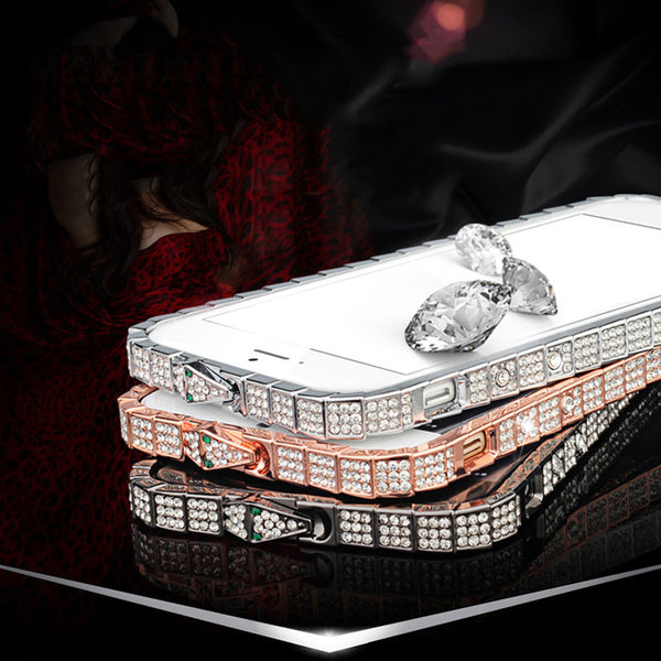 7 Plus Luxury Bling Diamond Frame For Iphone 7 7 Plus Case Fashion Glitter Crystal Rhinestone Sanke Metal Bumper Elegant Style - ilovealma