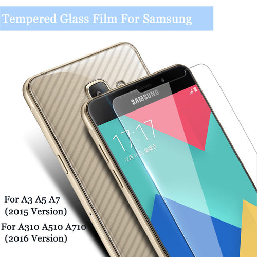 9H HD Premium Tempered Glass Film For Samsung Galaxy A3 A5 A7 2015 A310 A510 A710 2016 Screen Protector Glasses Case + Clean Kit - ilovealma