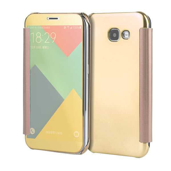 A5 A7 Case PC View Windows Ultra Thin Flip Case Luxury Plating Mirror Cover Bag For Samsung Galaxy J3 J5 J7 Fundas Phone Cases - ilovealma