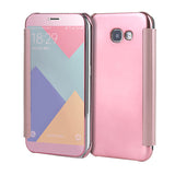 A5 A7 Case PC View Windows Ultra Thin Flip Case Luxury Plating Mirror Cover Bag For Samsung Galaxy J3 J5 J7 Fundas Phone Cases - ilovealma