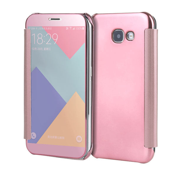 A5 A7 Case PC View Windows Ultra Thin Flip Case Luxury Plating Mirror Cover Bag For Samsung Galaxy J3 J5 J7 Fundas Phone Cases - ilovealma