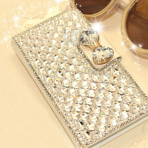 Bling Rhinestone diamond crystal PU leather wallet style stand cover luxury phone case for samsung galaxy note 2 N7100 PT2174 - ilovealma