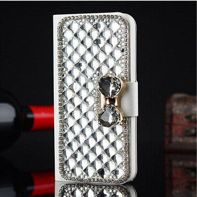 Bling Rhinestone diamond crystal PU leather wallet style stand cover luxury phone case for samsung galaxy note 2 N7100 PT2174 - ilovealma