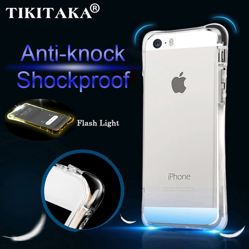 Calling Flash Light Case For Iphone 5 5s 6 6s Plus Soft Anti-Knock Clear Transparent TPU Luminous Cover Flashing Waistline Cases - ilovealma