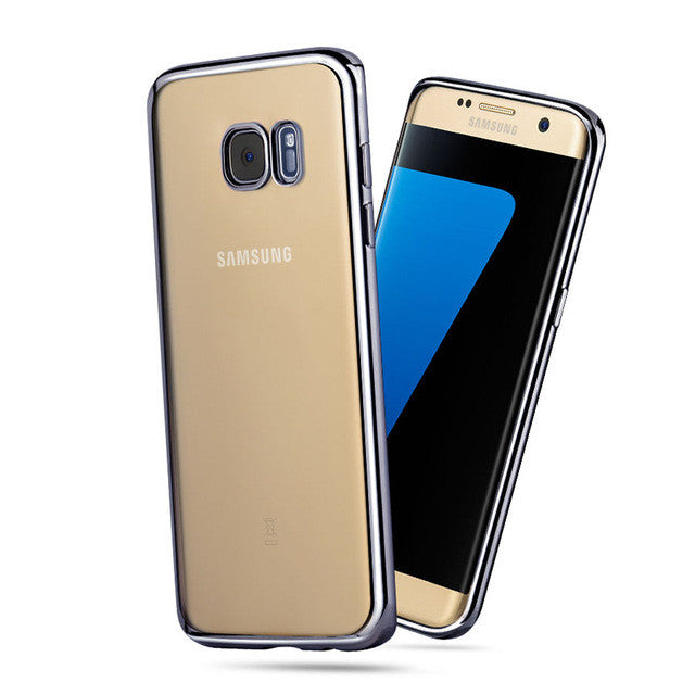 Clear Coque Fundas Plating TPU Case For Samsung Galaxy S6 S7 Edge Plus Note 7 5 S5 S4 J7 J5 J3 A3 A5 A7 2016 Soft GEL Caso Cover - ilovealma