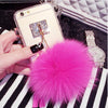 Cute DIY Soft Fox Fur Ball Phone Cases For iphone 7 6 6s Plus SE 5 5S Capa Bling Diamond Pendant Tassel Clear TPU Cover Carcasas