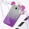 Cute Mouse Ears 2 in 1 Clear Soft TPU Glitter Powder Gradient Color Case For Samsung S7 S6 edge S5 A5 J5 Back Cover With Lanyard