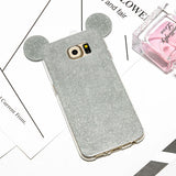 Cute Mouse Ears 2 in 1 Clear Soft TPU Glitter Powder Gradient Color Case For Samsung S7 S6 edge S5 A5 J5 Back Cover With Lanyard