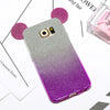 Cute Mouse Ears 2 in 1 Clear Soft TPU Glitter Powder Gradient Color Case For Samsung S7 S6 edge S5 A5 J5 Back Cover With Lanyard