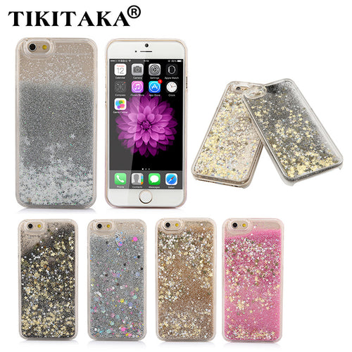 Hot! Bling Colorful Dynamic Liquid Glitter Sand Quicksand Star Hard Back Cover Clear Case For Iphone 5 5s SE 6 6s 6 Plus 6s Plus