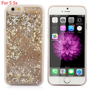Hot! Bling Colorful Dynamic Liquid Glitter Sand Quicksand Star Hard Back Cover Clear Case For Iphone 5 5s SE 6 6s 6 Plus 6s Plus