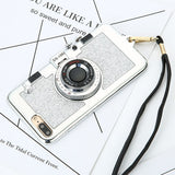 Luxury 3D Plating Camera Phone Cases For iphone 7 6 6s Plus Case High Quality Soft Back Cover Stand Holder Mirror With Lanyard
