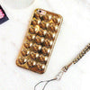 Luxury DIY Plating 3D Love Heart Phone Cases For iPhone 7 6 6s Plus Fashion Soft TPU Silicone Back Cover With Lanyard Shell Capa