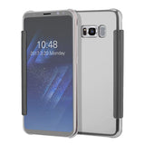Luxury Flip For Samsung Galaxy S8 S8 Plus Cover Fashion Plating Mirror Case Fundas Clear Screen View Full Body Phone Cases Shell