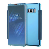 Luxury Flip For Samsung Galaxy S8 S8 Plus Cover Fashion Plating Mirror Case Fundas Clear Screen View Full Body Phone Cases Shell