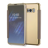 Luxury Flip For Samsung Galaxy S8 S8 Plus Cover Fashion Plating Mirror Case Fundas Clear Screen View Full Body Phone Cases Shell