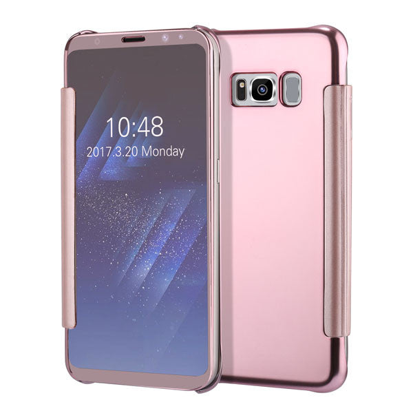 Luxury Flip For Samsung Galaxy S8 S8 Plus Cover Fashion Plating Mirror Case Fundas Clear Screen View Full Body Phone Cases Shell