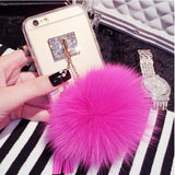 Luxury Fox Fur Ball Pendant Tassel Soft TPU GEL Back Cover Phone Cases For iPhone 7 6 6S Plus 5 5S SE Case Shell Capa Carcasas
