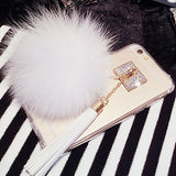 Luxury Fox Fur Ball Pendant Tassel Soft TPU GEL Back Cover Phone Cases For iPhone 7 6 6S Plus 5 5S SE Case Shell Capa Carcasas