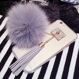 Luxury Fox Fur Ball Pendant Tassel Soft TPU GEL Back Cover Phone Cases For iPhone 7 6 6S Plus 5 5S SE Case Shell Capa Carcasas