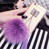 Luxury Fox Fur Ball Pendant Tassel Soft TPU GEL Back Cover Phone Cases For iPhone 7 6 6S Plus 5 5S SE Case Shell Capa Carcasas