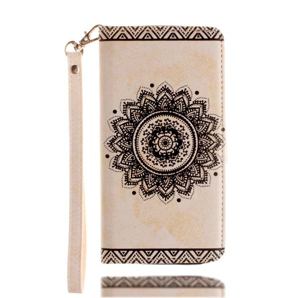 Luxury Leather Flip Case For Samsung S8 S 8 Plus Cover Datura flower Pattern Wallet Phone Bags For Samsung S5 S6 S7 edge Fundas
