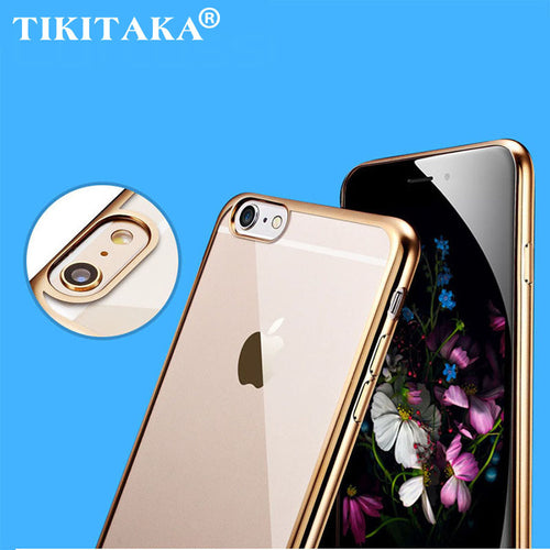 Luxury Rose Gold Plating TPU Silicone Flexible Soft Back Cover Case For Iphone 5 5S SE 6 6S / 6 6S Plus Transparent Clear Cases