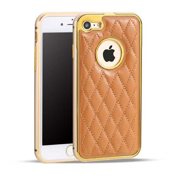 Luxury Retro Leather Rubber Pattern Case For iphone 7 6 6s Plus Funda Fashion Plating Frame Protect Back Cover Shell Phone Bags