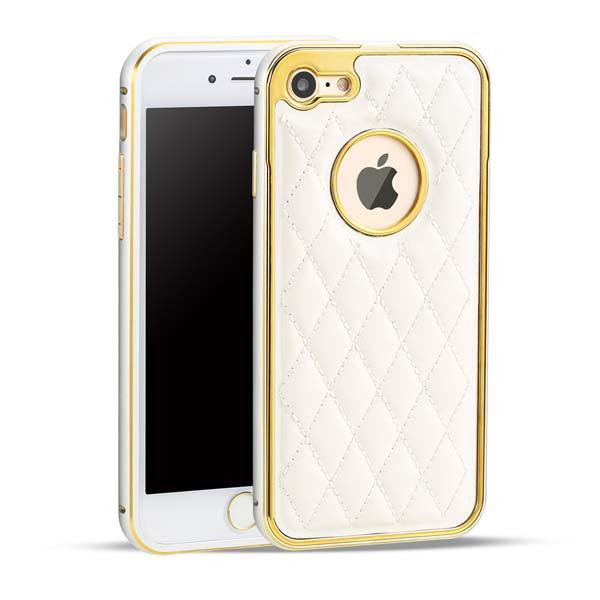 Luxury Retro Leather Rubber Pattern Case For iphone 7 6 6s Plus Funda Fashion Plating Frame Protect Back Cover Shell Phone Bags