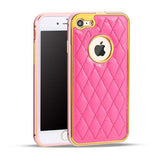 Luxury Retro Leather Rubber Pattern Case For iphone 7 6 6s Plus Funda Fashion Plating Frame Protect Back Cover Shell Phone Bags