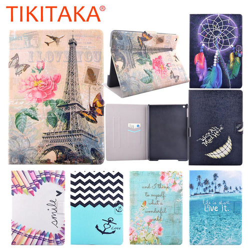 Luxury Stand Wallet Cover For ipad 5 6 Case Fashion Floral Tower Pattern Leather Flip For ipad air 2 Capa 9.7" PC Tablet Protect