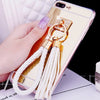 Luxury Tassel Rope Mirror Case For iphone 7 7 Plus Cover Top Quality Ultra Thin Plating TPU Protect Back Cover Shell Phone Bags