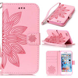 Luxury Wallet Phone Cases For Apple iPhone 7 6 6s Plus SE 5 5s Fundas Fashion 3D Embossed Half Flower Floral Leather Flip cover