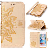Luxury Wallet Phone Cases For Apple iPhone 7 6 6s Plus SE 5 5s Fundas Fashion 3D Embossed Half Flower Floral Leather Flip cover