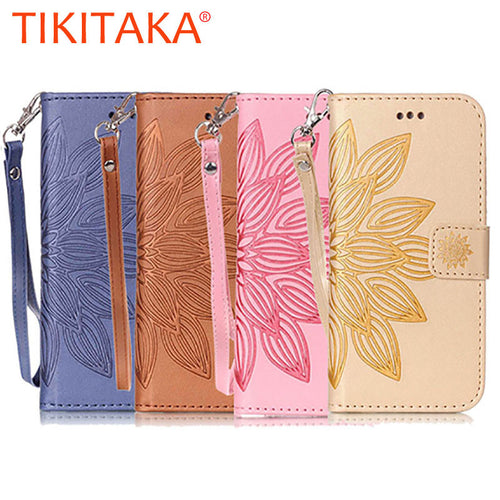 Luxury Wallet Phone Cases For Apple iPhone 7 6 6s Plus SE 5 5s Fundas Fashion 3D Embossed Half Flower Floral Leather Flip cover