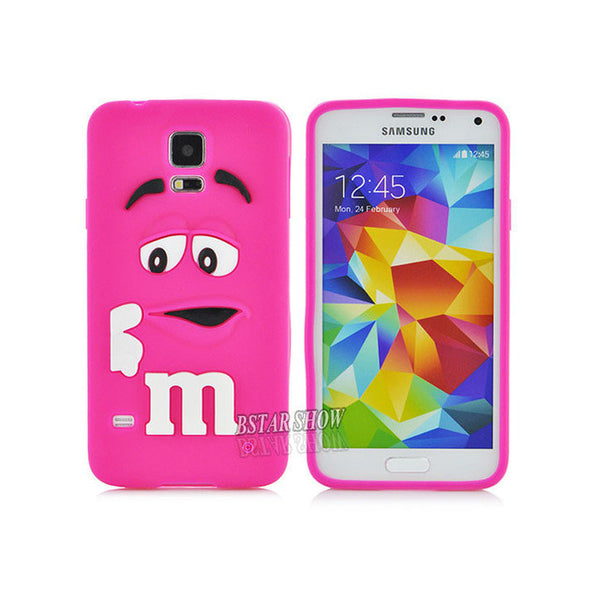 New Arrival 3D Cute Cartoon M&M Chocolate Cover Case Colorful Rainbow Beans Phone Case For Samsung S5 I9600 PT1524