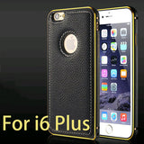 New genuine leather handtailor + Aluminum Unique 2 in 1 back Cover luxury phone Case For iPhone 5 5S 6 6S Plus Galaxy S6 S6 edge