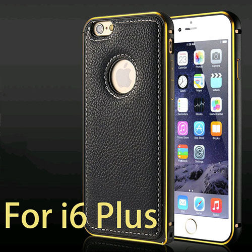 New genuine leather handtailor + Aluminum Unique 2 in 1 back Cover luxury phone Case For iPhone 5 5S 6 6S Plus Galaxy S6 S6 edge