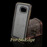 New genuine leather handtailor + Aluminum Unique 2 in 1 back Cover luxury phone Case For iPhone 5 5S 6 6S Plus Galaxy S6 S6 edge
