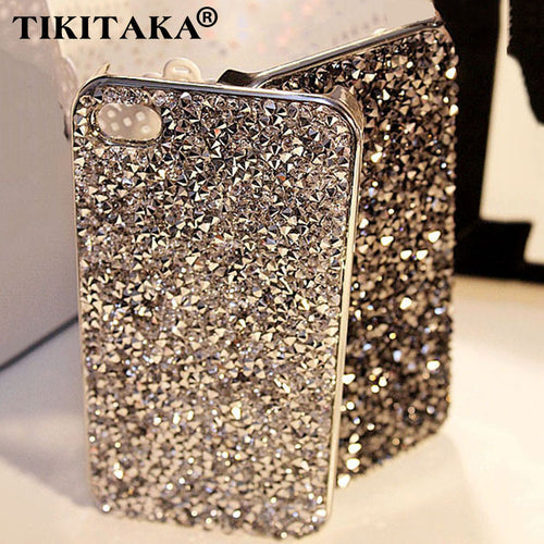 New Style Fashion 3D Hi-Q Luxury Bling Crystal Diamond Rhinestone Hard cover pretty phone cases Capa for iphone 5 5S SE 6 7 Case