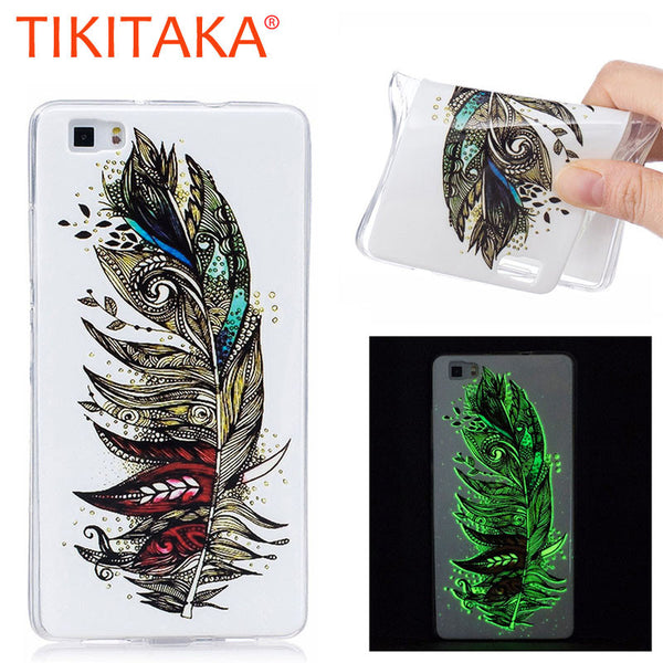 P8 Lite Luminous Case Fashion Clear Embossed Ultra thin Soft TPU Silicone Skin Cover For Huawe Ascend P8 P9 Lite G9 Phone Cases