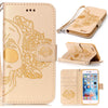 Phone Cases For iPhone 7 6 6s Plus SE 5 5s Case Fashion Embossed Skull Pattern Leather Flip Wallet Cover With Stand Holder Shell