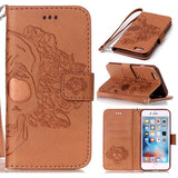 Phone Cases For iPhone 7 6 6s Plus SE 5 5s Case Fashion Embossed Skull Pattern Leather Flip Wallet Cover With Stand Holder Shell