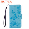 Phone Cases For iphone 7 7 Plus Funda Durable Flip Leather Cover Emboss Flower Butterfly Capa Card Slot Wallet Holder Stand Para