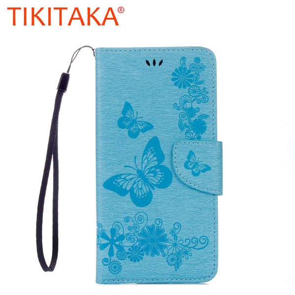 Phone Cases For iphone 7 7 Plus Funda Durable Flip Leather Cover Emboss Flower Butterfly Capa Card Slot Wallet Holder Stand Para