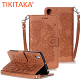 Phone Cases For Sony XA Xperia X Performance Cover Fashion 3D Embossed Flower Floral Pattern Leather Flip Stand Wallet Case Capa